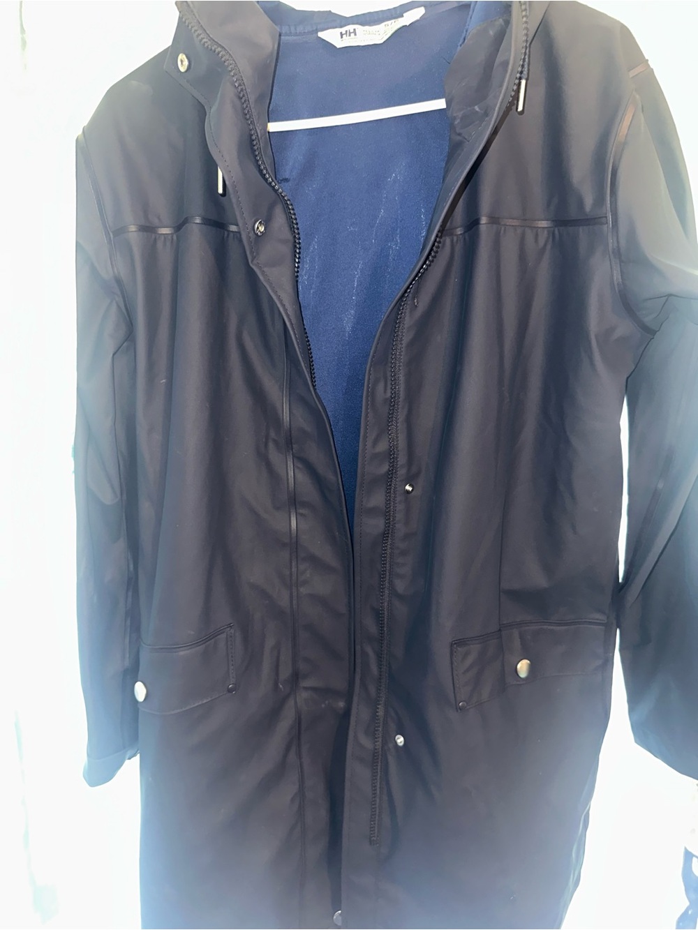 Helly Hansen Navy Hooded Jacket | Lightweight Rain Coat | Size Small